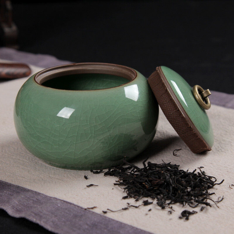 龙泉青瓷茶叶罐陶瓷紫砂手工储存罐茶罐茶具普洱密封罐特价哥窑梅