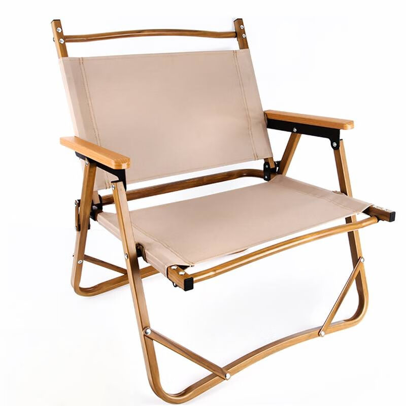 木丁丁克米特椅户外折叠椅烧烤露营桌椅牛津布野餐椅木纹卡其