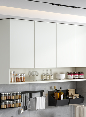 实木厨房吊柜壁柜上墙储物柜橱柜壁挂式壁橱无拉手收纳置物柜定制