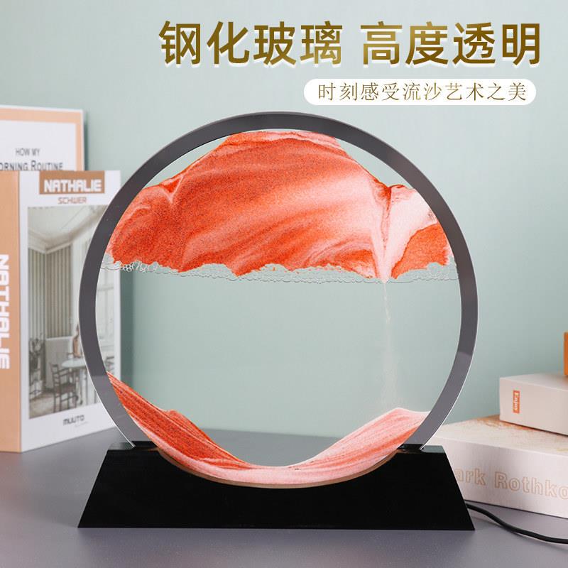 流沙画摆件3d立体沙漏客厅创意解压小夜灯家居艺术装饰品生日礼物图片