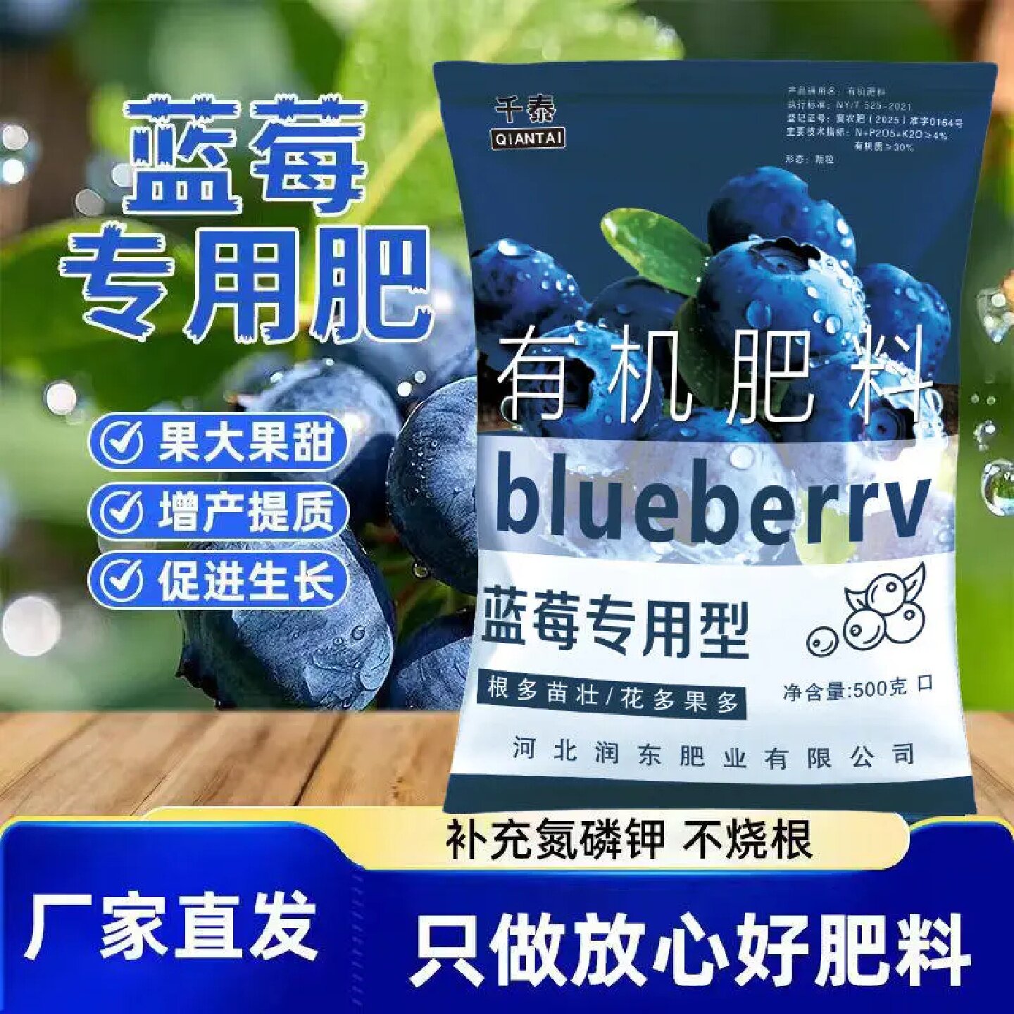 千泰蓝莓专用型有机肥料果大果甜增产提质促进生长根多苗壮不烧根