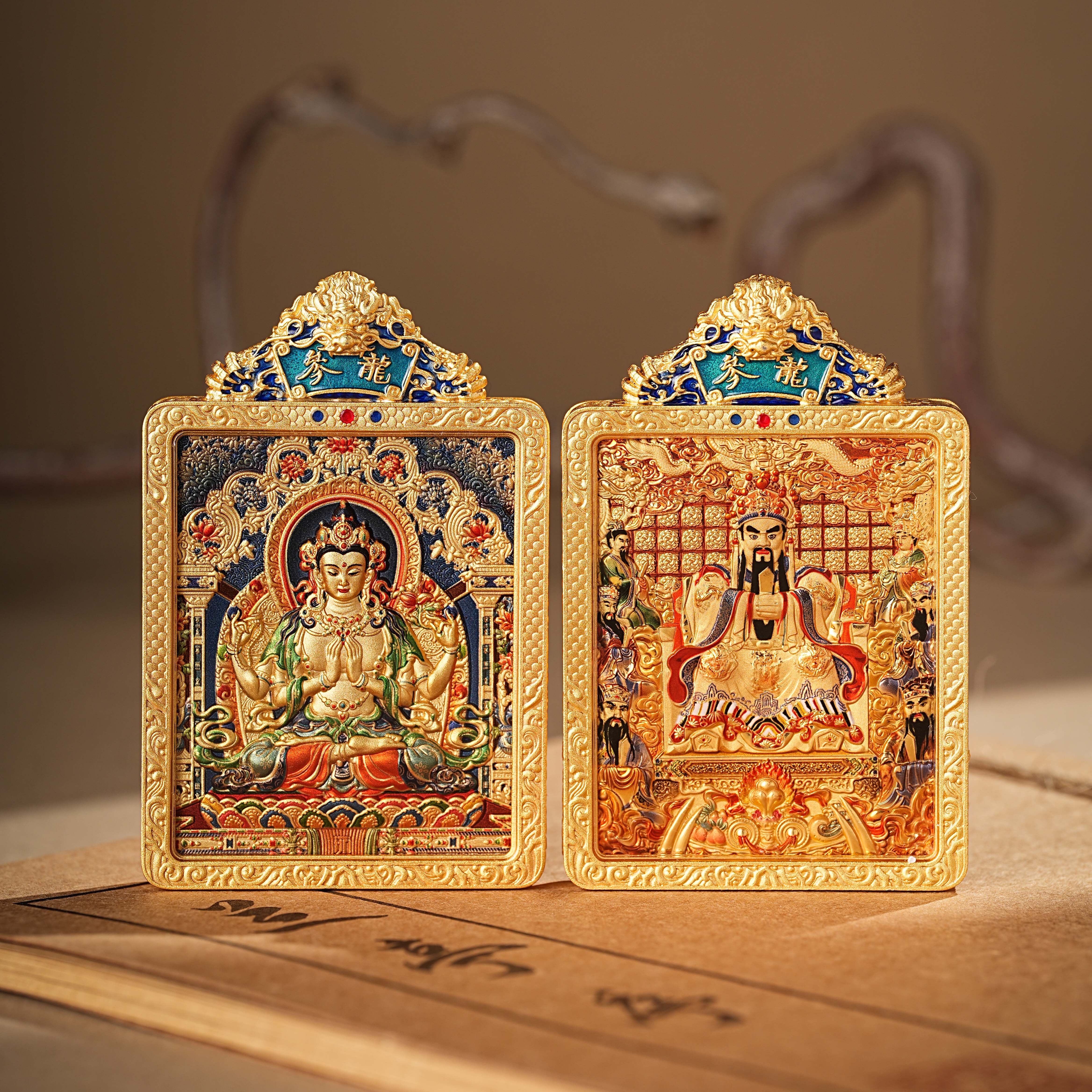 五台山直发八大守护五爷双面唐卡文创吊坠本命佛牌男招财项链女礼