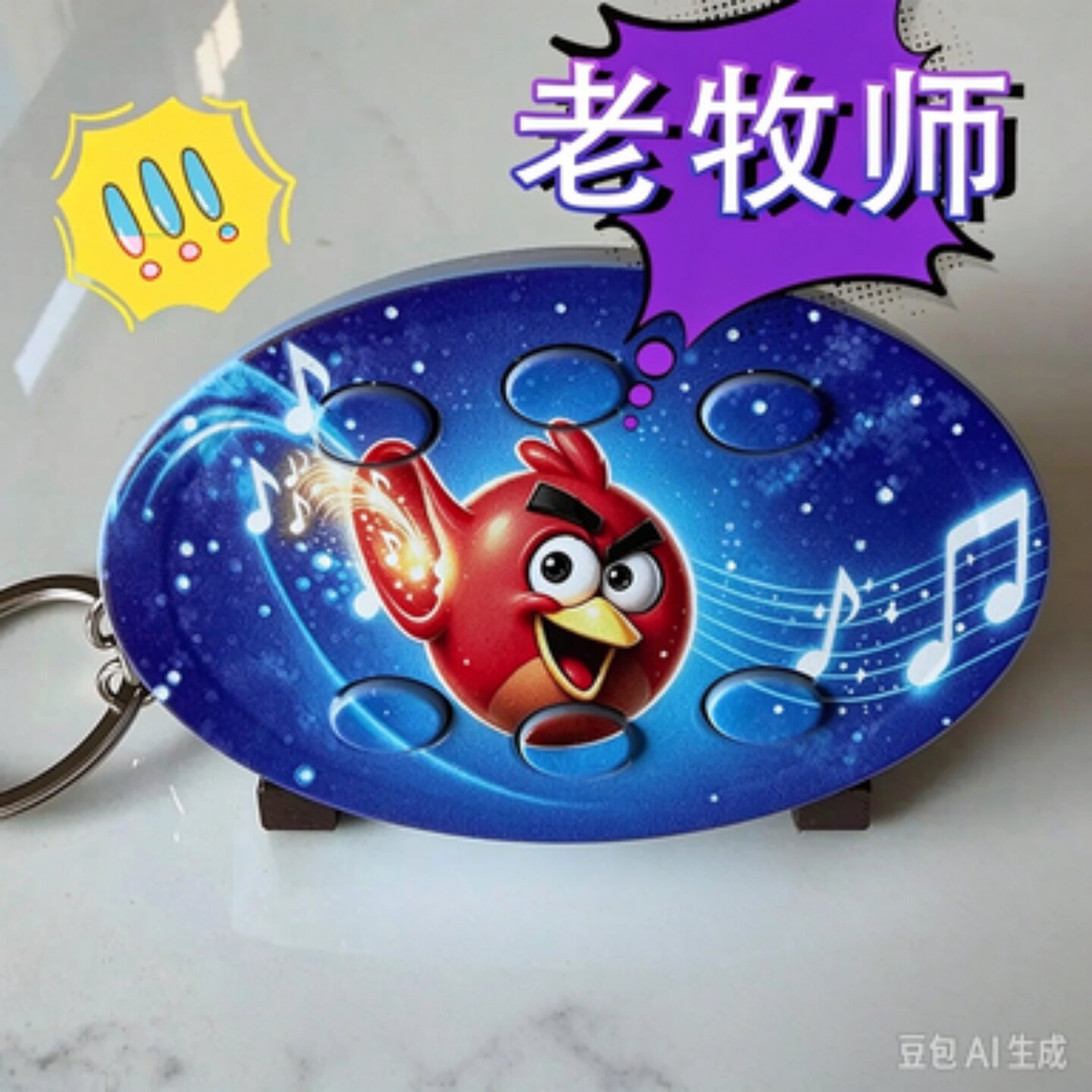 老牧师语音包挂件网红抽象愤怒小鸟按键发声钥匙扣搞怪随身玩具