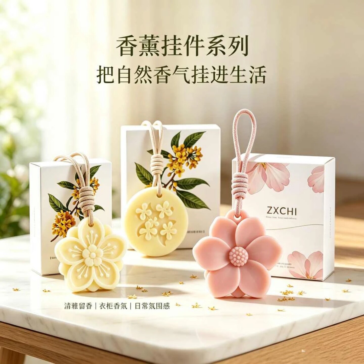 ZXCHI展香枝栀子花蜡片香薰挂件衣柜持久留香车内卧室除异味桂花