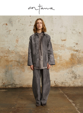 Cortana Rocco2024冬季淡紫色亚麻和羊毛罩衫