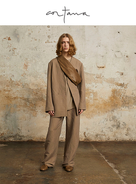 Cortana Ruwen高腰裤高腰裤简约黑色长款2024年新款