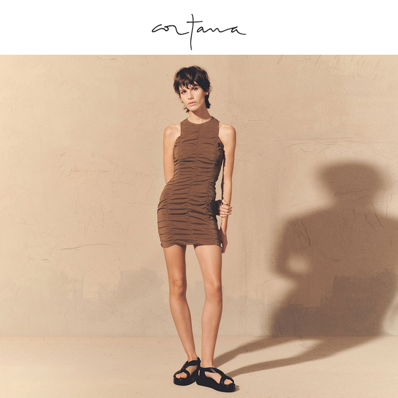 连衣裙褶皱包臀裙Cortana