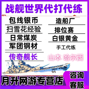 战舰世界代练代打代肝银币10级包线排位赛军团战钢材煤炭每日任务