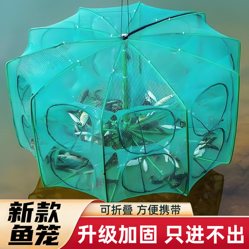 虾笼鱼网捕鱼笼渔网捞小鱼龙虾黄鳝抓鱼神器撒网手抛网折叠捕虾笼