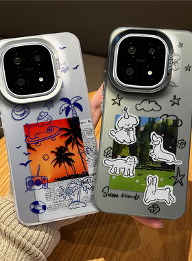涂鸦线条猫咪狗狗适用iqoo15ultra手机壳iqooneo10可爱13情侣12pro夕阳11s新款z9turbo+超好看8防摔7se/6外壳