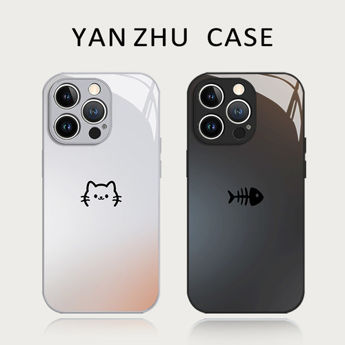 猫咪鱼骨头手机壳适用苹果系列