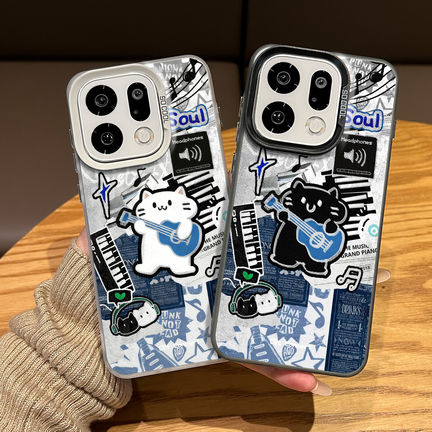 摇滚猫咪手机壳适用OPPO系列