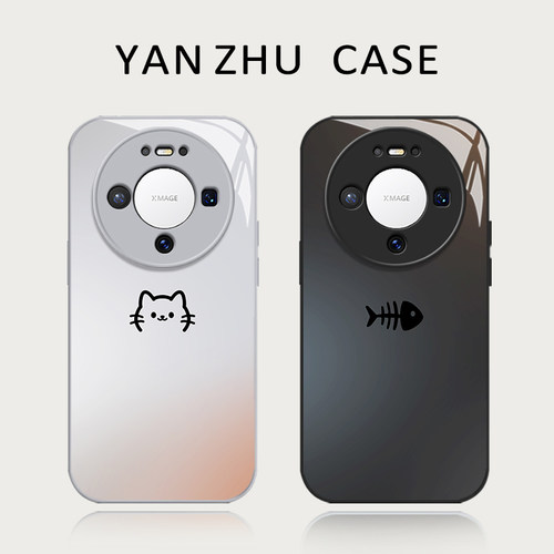 猫咪鱼骨头手机壳适用华为系列