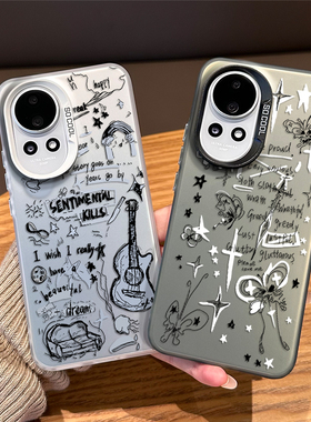 吉他蝴蝶手机壳适用华为nova15情侣14艺术13pro创意12ultra小众11se高级感10涂鸦9新款8超好看7外壳por保护套