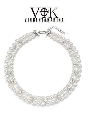 vk饰品 法式优雅双排短款项链女时尚气质高级夸张宴会秀场款颈链