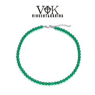 vk饰品 【套装】小众绿珠项链轻奢优雅国风颈链时尚小米珠通勤