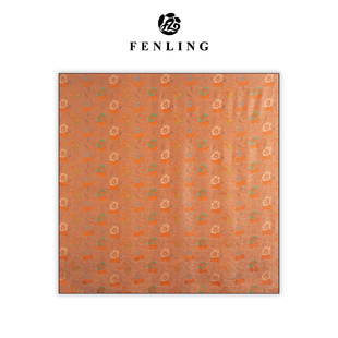 芬领-福泽锦绣-非遗桑蚕丝宋锦香云纱100CM方巾围巾披肩国潮WJ54