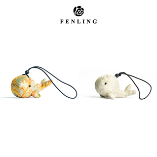 芬领-海豚挂件-桑蚕丝宋锦（织金）吉瑞海豚真丝挂件FQ574