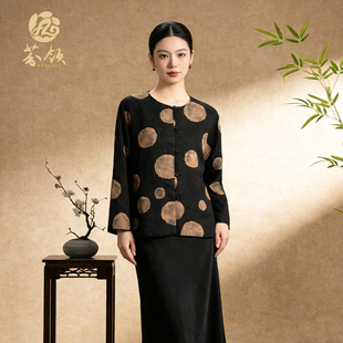 曼波-非遗100桑蚕丝香云纱四经绞罗双穿外套开衫上衣气质WT294