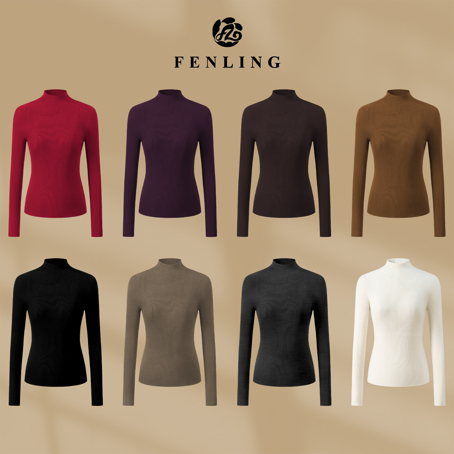 知秋-进口精纺纱线100%超细美丽诺绵羊毛圆领长袖气质时尚SY2737