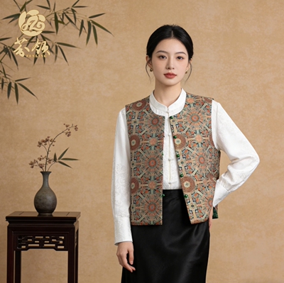 四重纬老宋锦马甲桑蚕丝