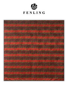 芬领-梧桐-桑蚕丝香云纱106CM方巾围巾披肩国潮F01-25-XS91