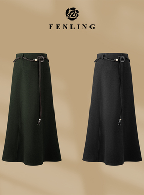 舒糯-2025高定走秀秋冬丝羊毛尼A字裙高腰超舒服包臀半身裙BQ446