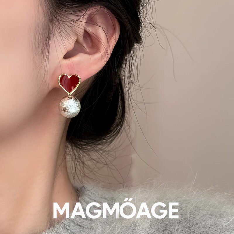 法国设计师MAGMOAGE红色耳钉