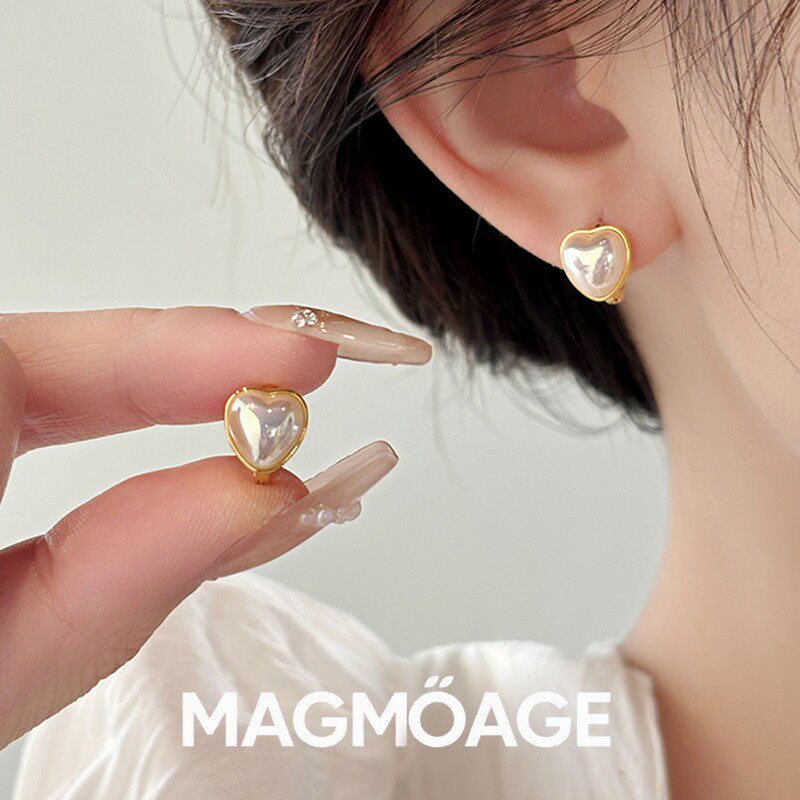 法国【设计师】MAGMOAGE丨真金电镀丨爱心珍珠耳环丨小众设计耳扣