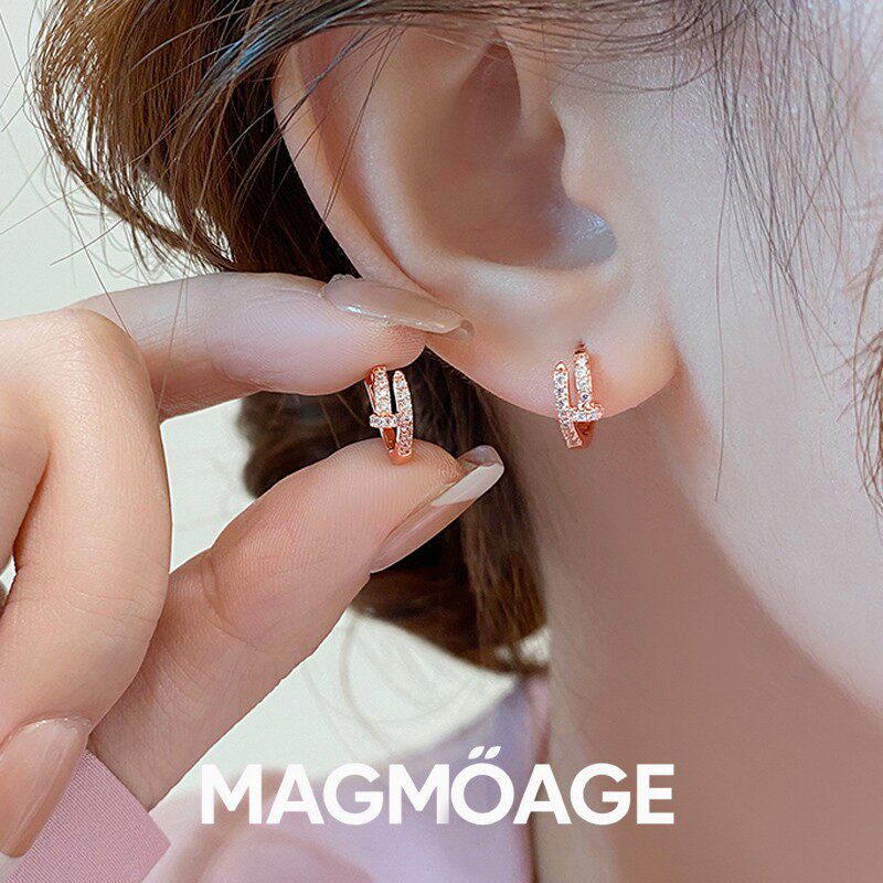 MAGMOAGE玫瑰金钉子耳环