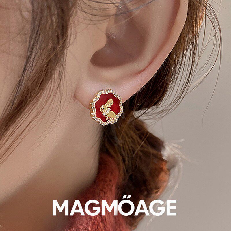 MAGMOAGE红色兔子耳环