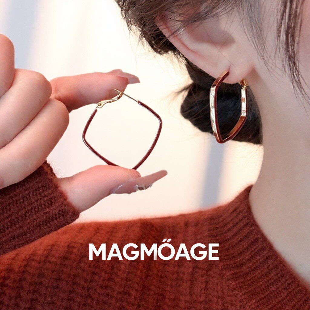MAGMOAGE真金电镀安可拉红耳钉