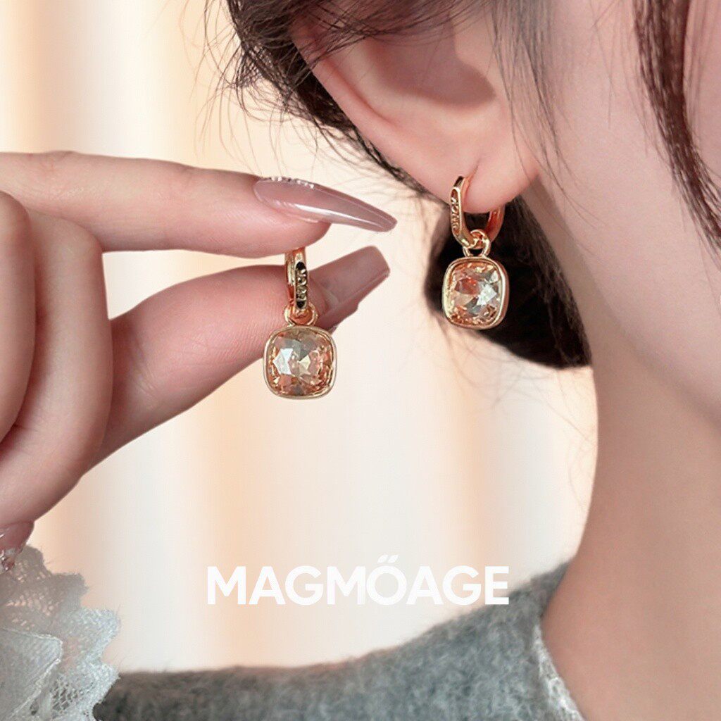 MAGMOAGE真金电镀琥珀色耳环
