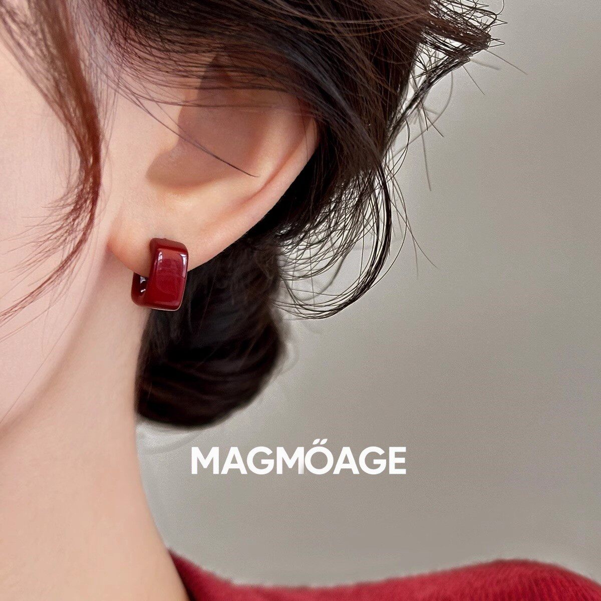 法国设计师MAGMOAGE安可拉红耳钉