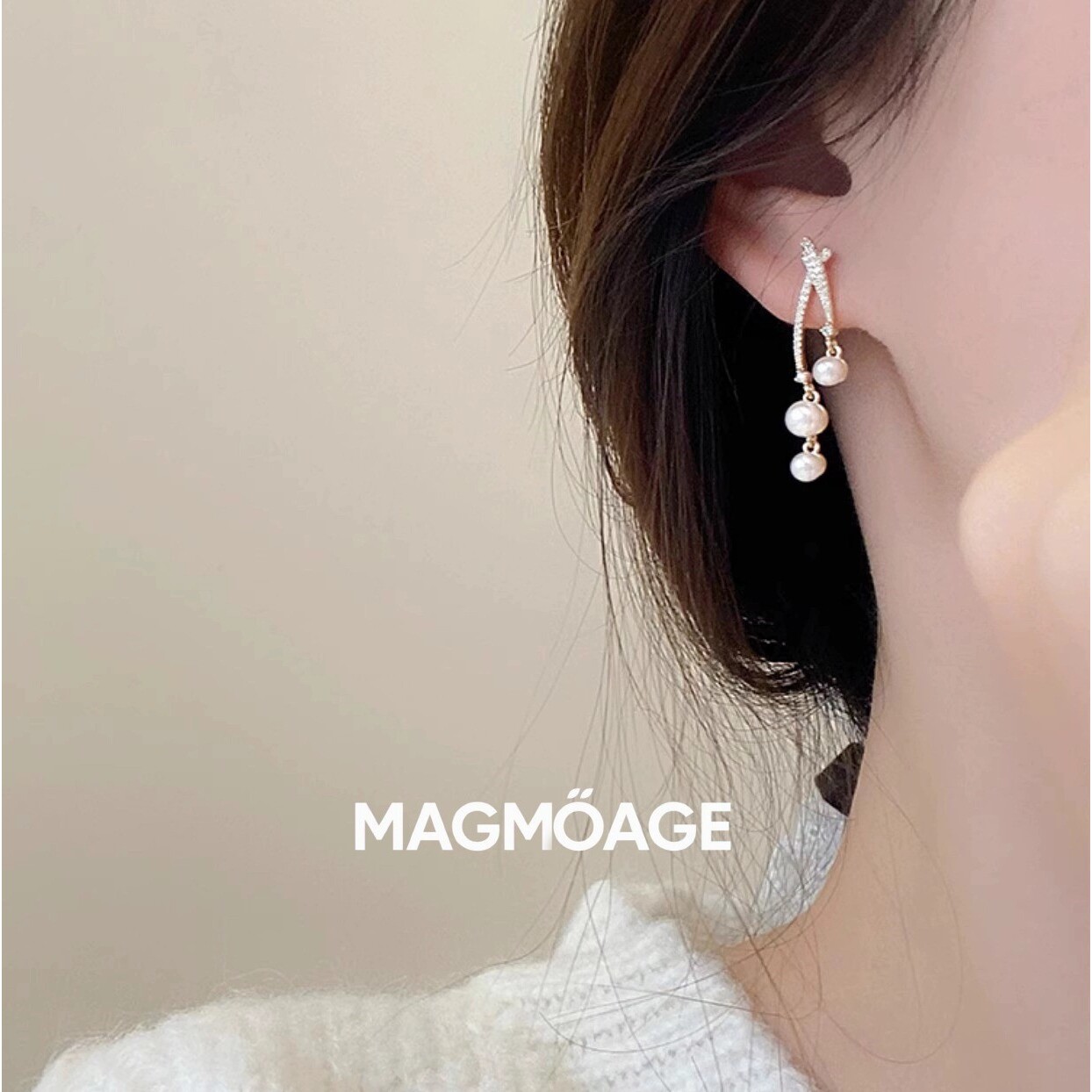 MAGMOAGE长款显瘦珍珠耳坠