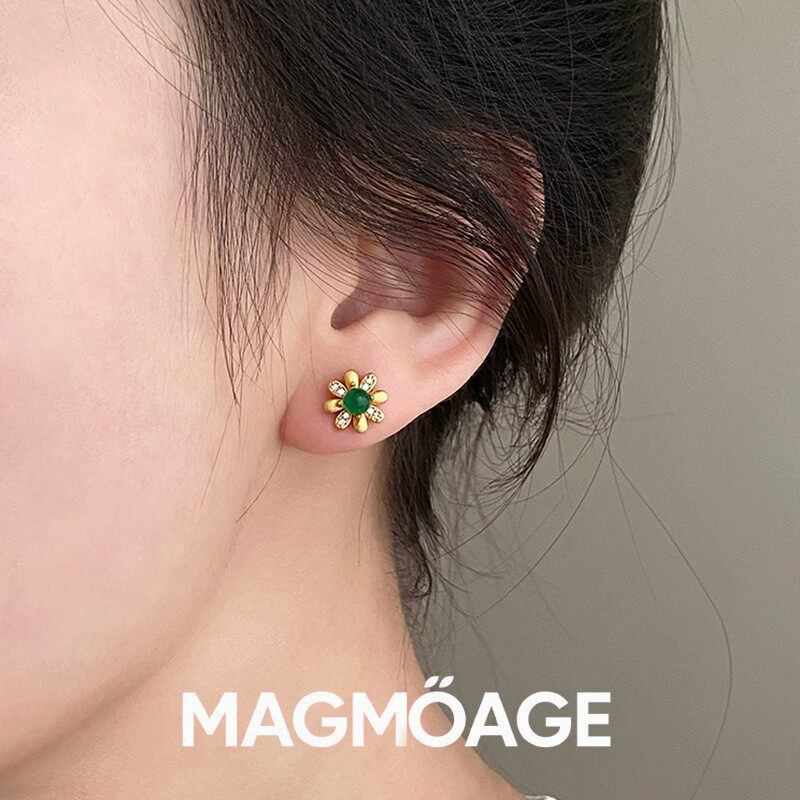 法国设计师MAGMOAGE绿玉髓耳钉