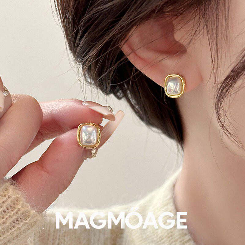 MAGMOAGES925银针方糖耳钉