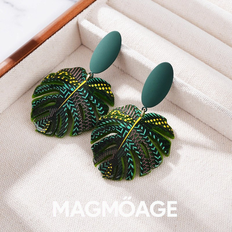 MAGMOAGE设计师绿色耳钉