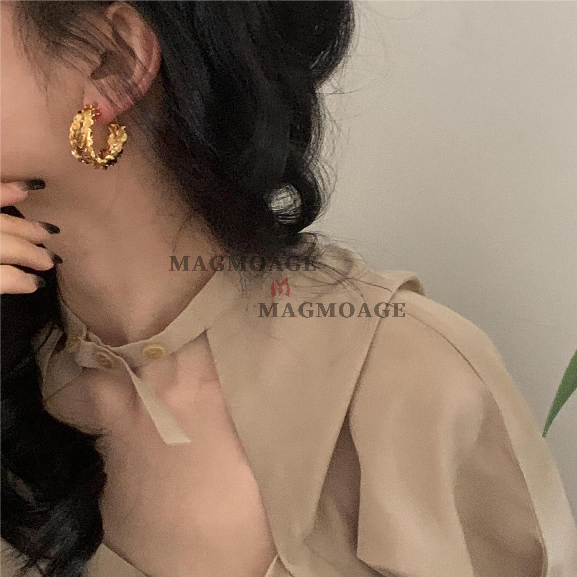 MAGMOAGE「波光粼粼」金色耳环女