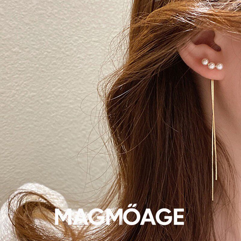 法国【设计师】MAGMOAGE珍珠流苏耳环?高级感轻奢一饰两带耳钉女
