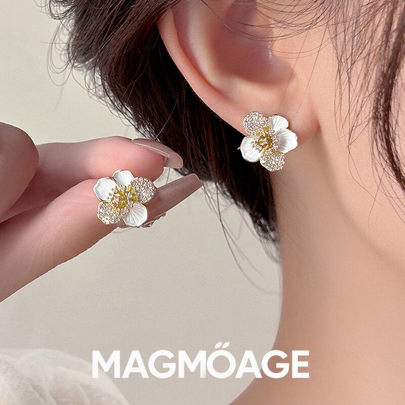 法国设计师MAGMOAGE珐琅撞色耳环