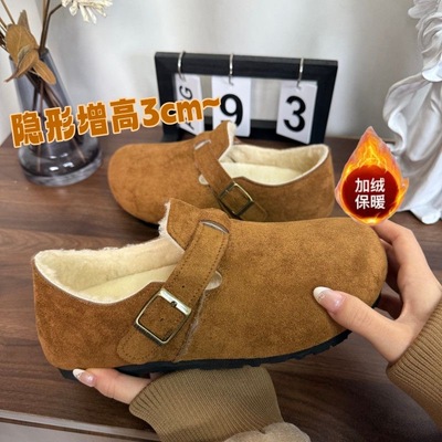 冬季加绒保暖一脚蹬勃肯棉鞋女