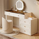 奶油风梳妆台斗柜一体现代卧室简约2025新款 小户型实木转角化妆桌