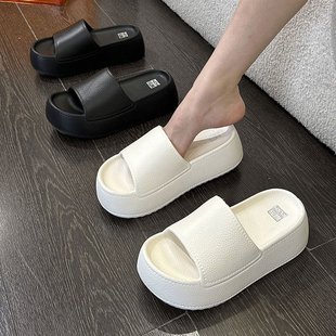 夏天 美式 2024厚底拖鞋 女士夏季 外穿增高休闲百搭沙滩踩屎感凉拖鞋