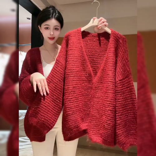 高级感慵懒风毛衣外套女
