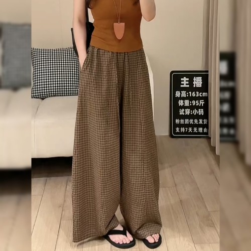 韩系慵懒风咖色休闲裤女