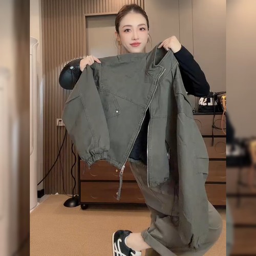 欧洲站欧货二棉立领外套女