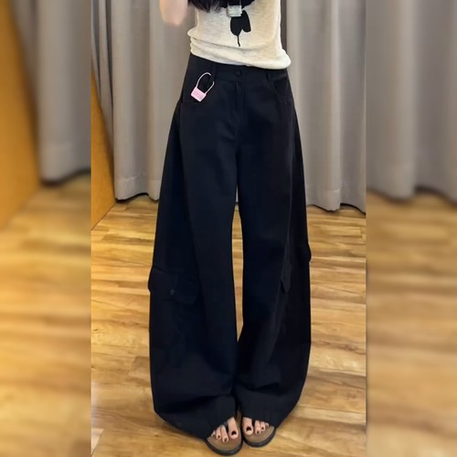时尚宽松百搭黑色工装裤女