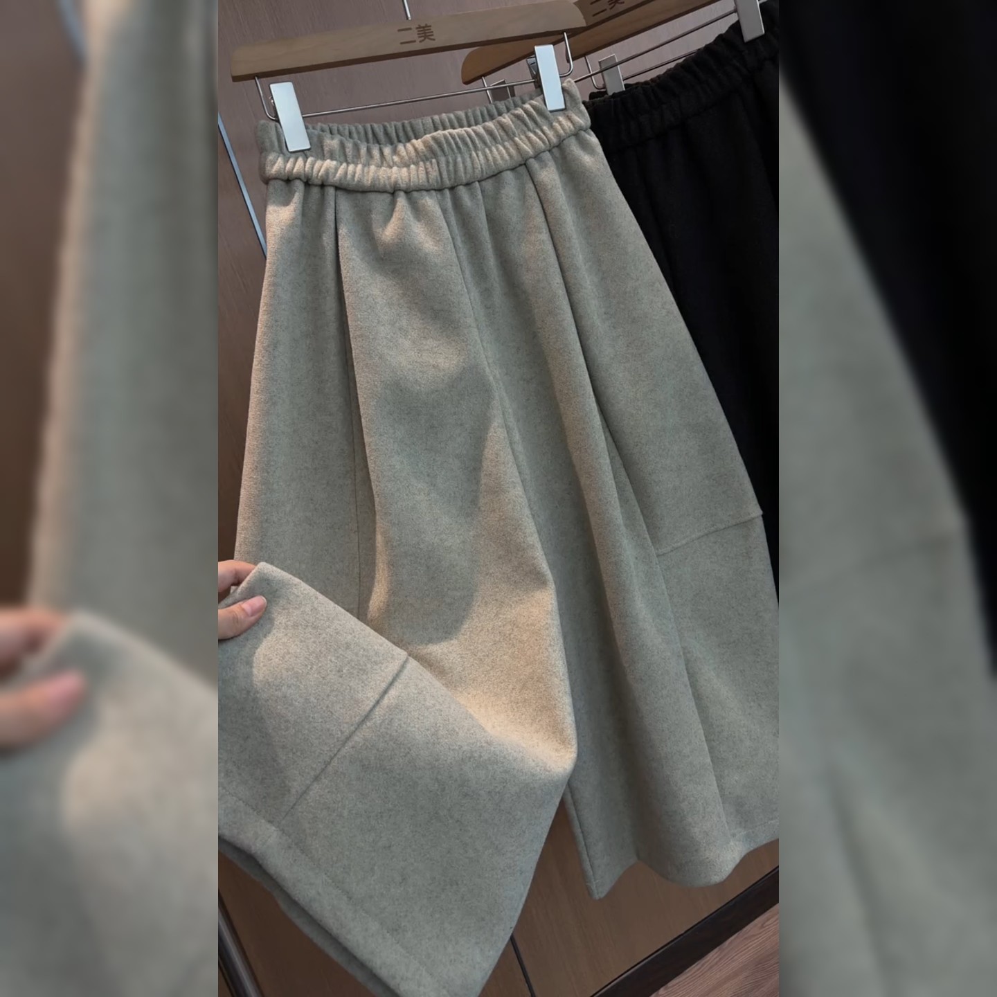 欧洲站欧货加厚杏色休闲裤女秋冬新款时尚梨型身材高腰宽松阔腿裤