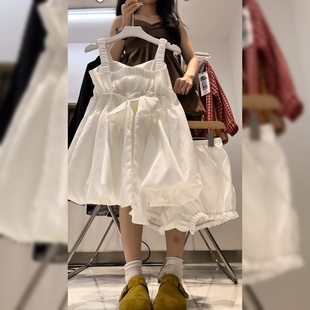 时尚蝴蝶结白色吊带上衣套装夏季新款欧洲站欧货高腰短裤两件套女